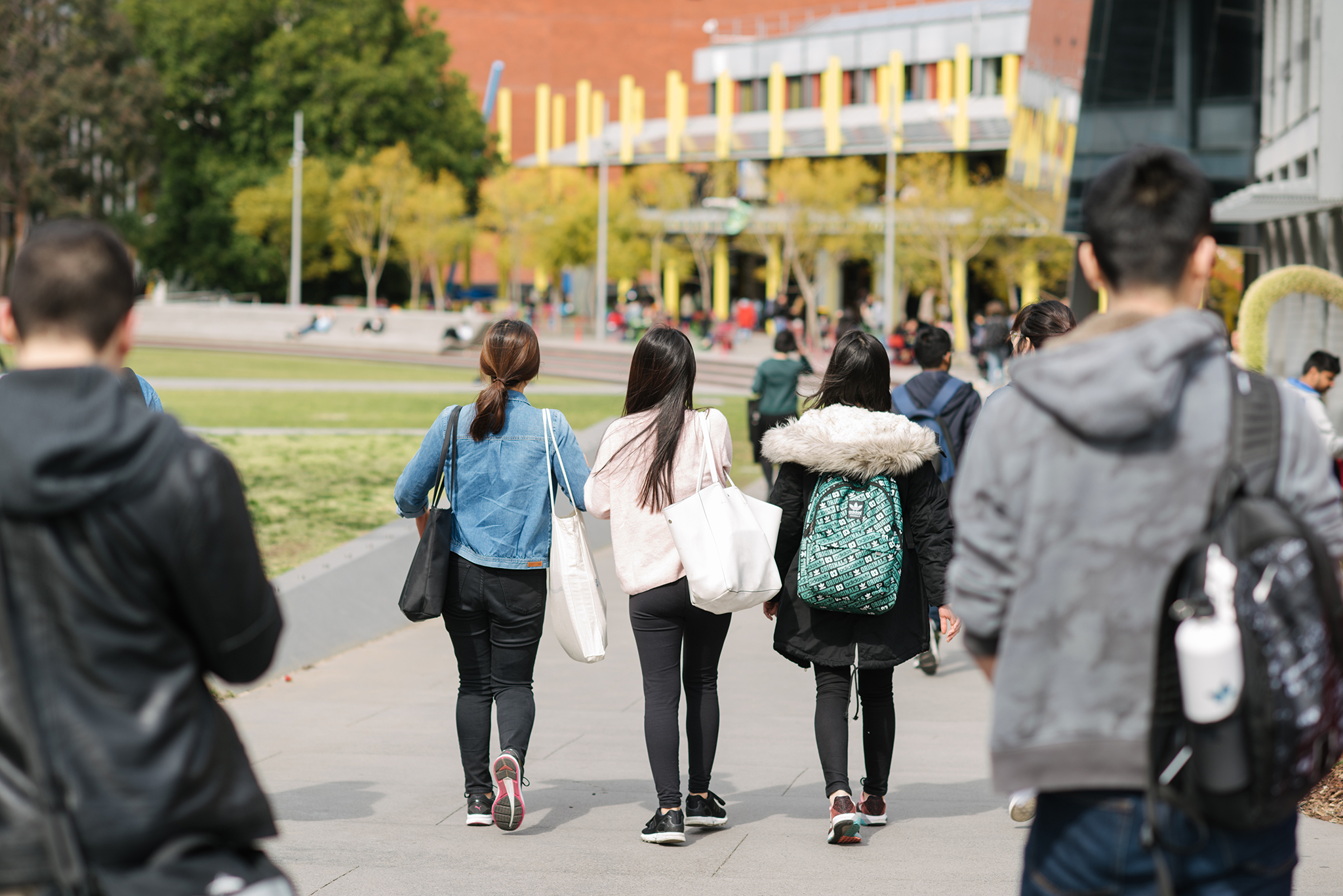 Students walking on campus