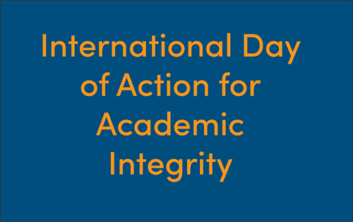 Banner with the text: International Day of Action for Academic Integrity